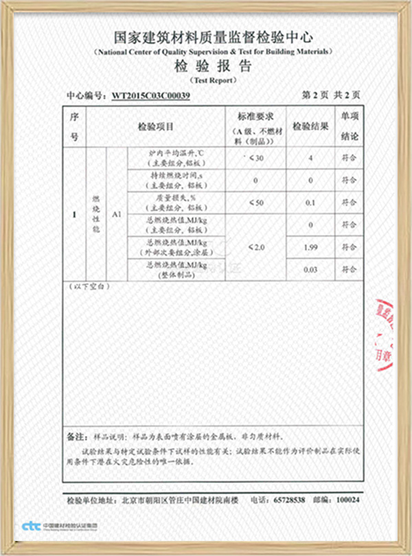 A級防火測試報告